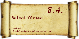Balsai Aletta névjegykártya